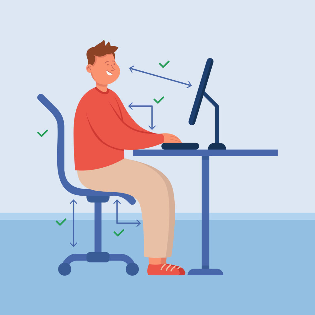 office person with right posture