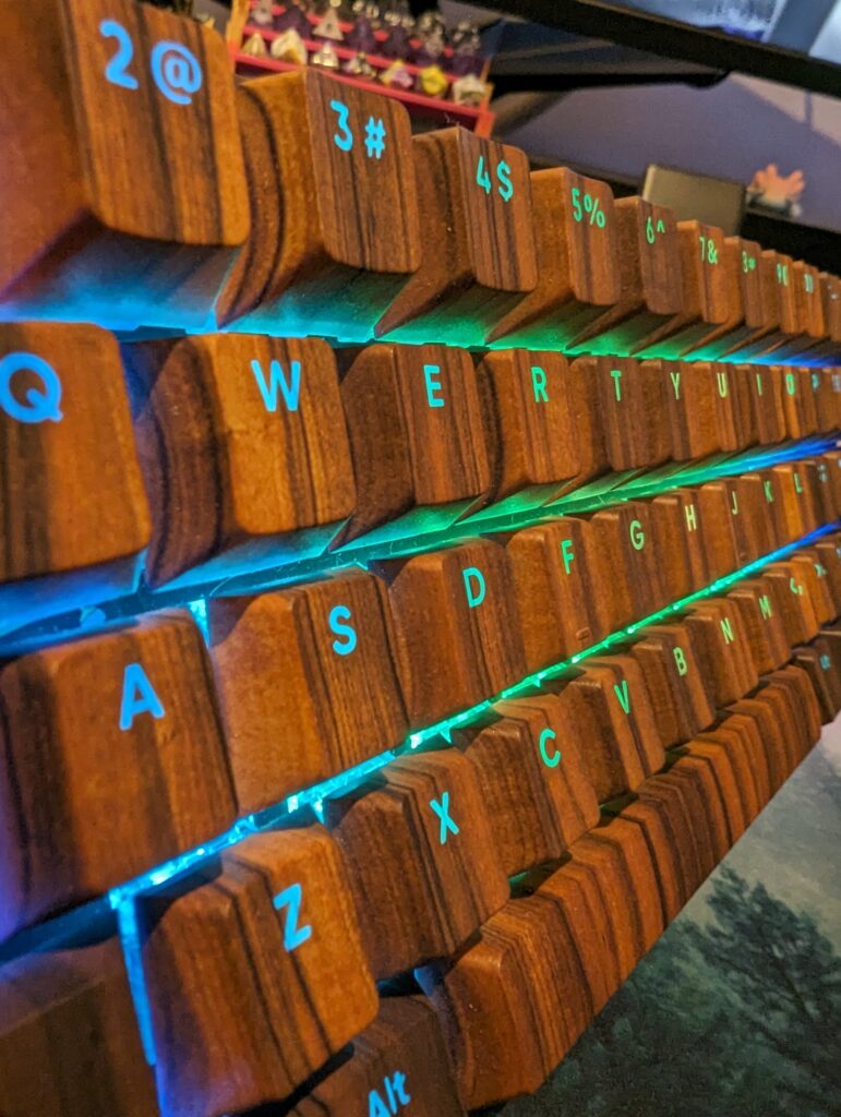The keycaps and RGB lighting