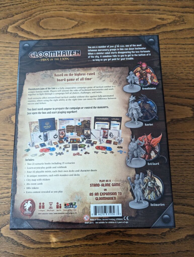 backside Gloomhaven jaws of the lion